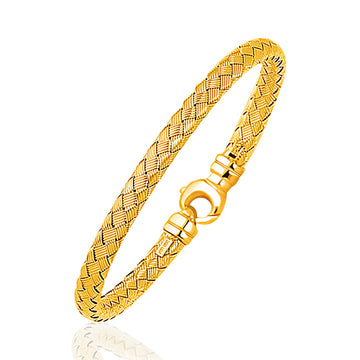 Fancy Weave Bangle in 14k Yellow Gold (5.00 mm)