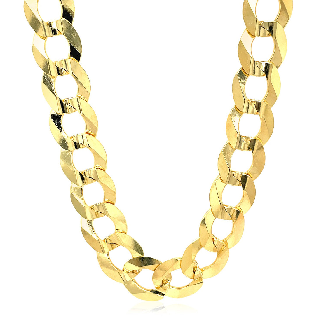 14k Yellow Gold Solid Curb Chain (10.00 mm)