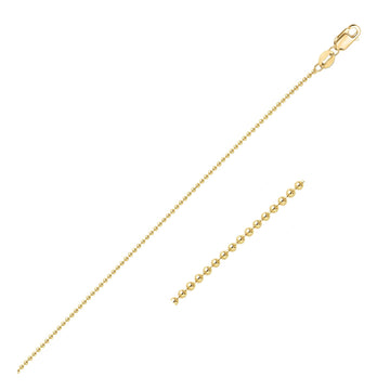 14k Yellow Gold Bead Chain 1.0mm (1.00 mm)