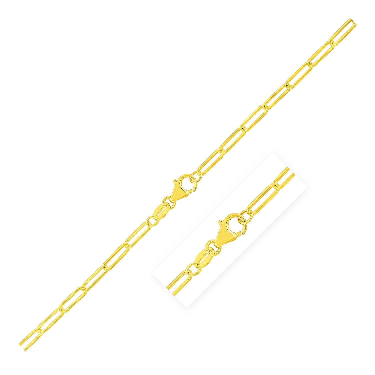 18K Yellow Gold Paperclip Chain (2.50 mm)