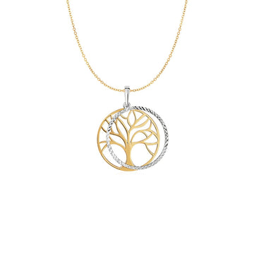 Two Layer Tree Pendant in 14k Two Tone Gold