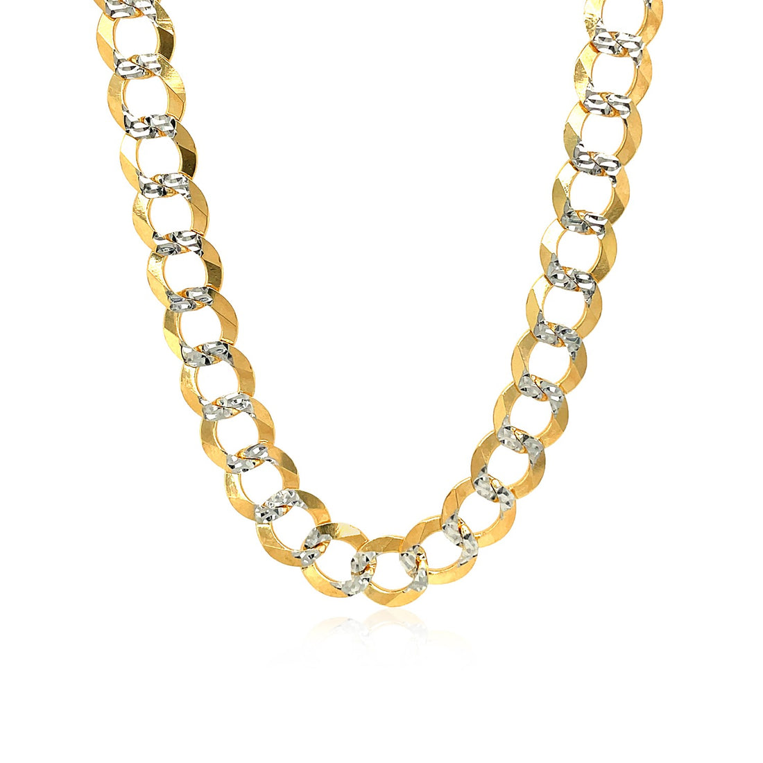 14k Two Tone Gold Pave Curb Chain (8.30 mm)