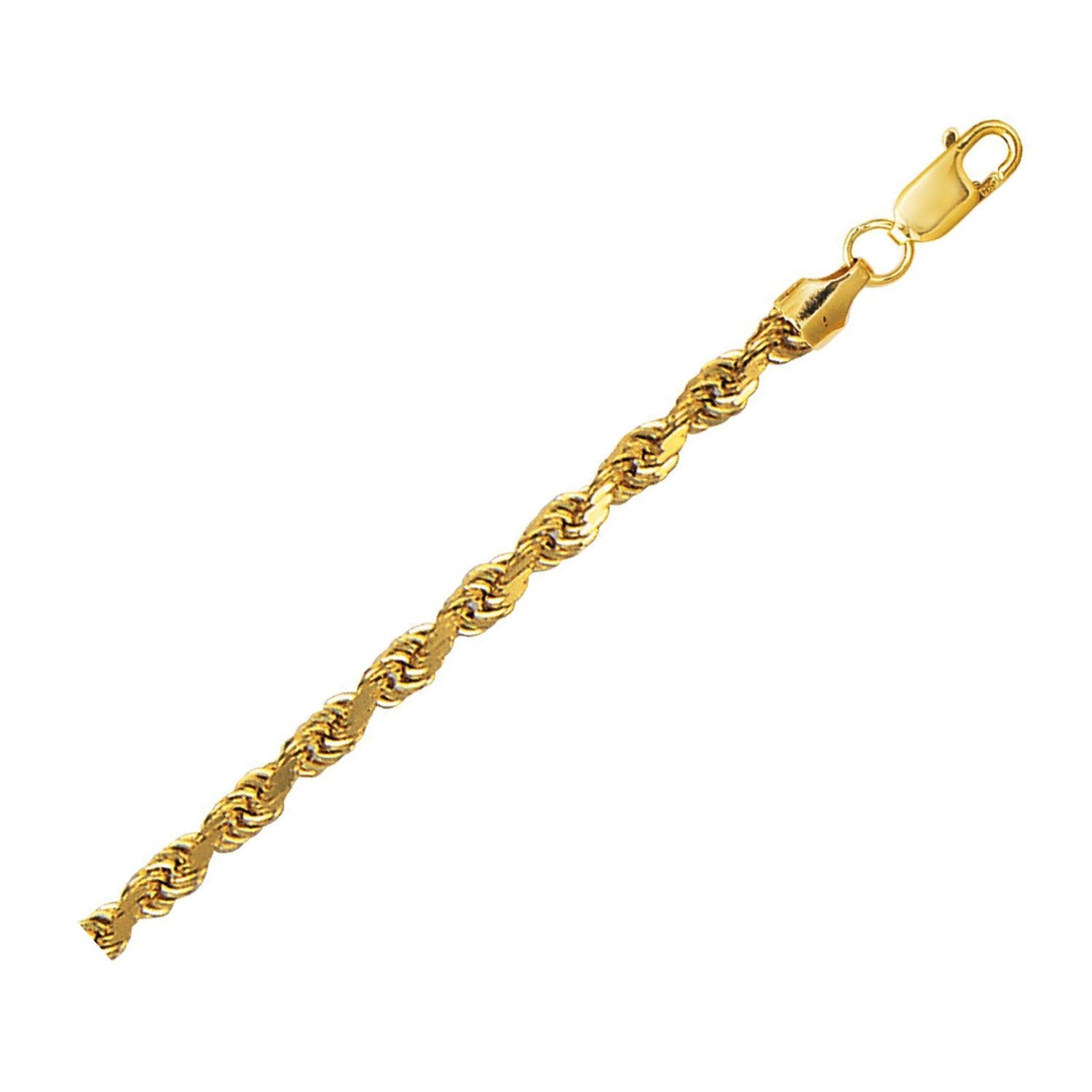 10K Yellow Gold Hollow Diamond Cut Rope Chain (4.00 mm)