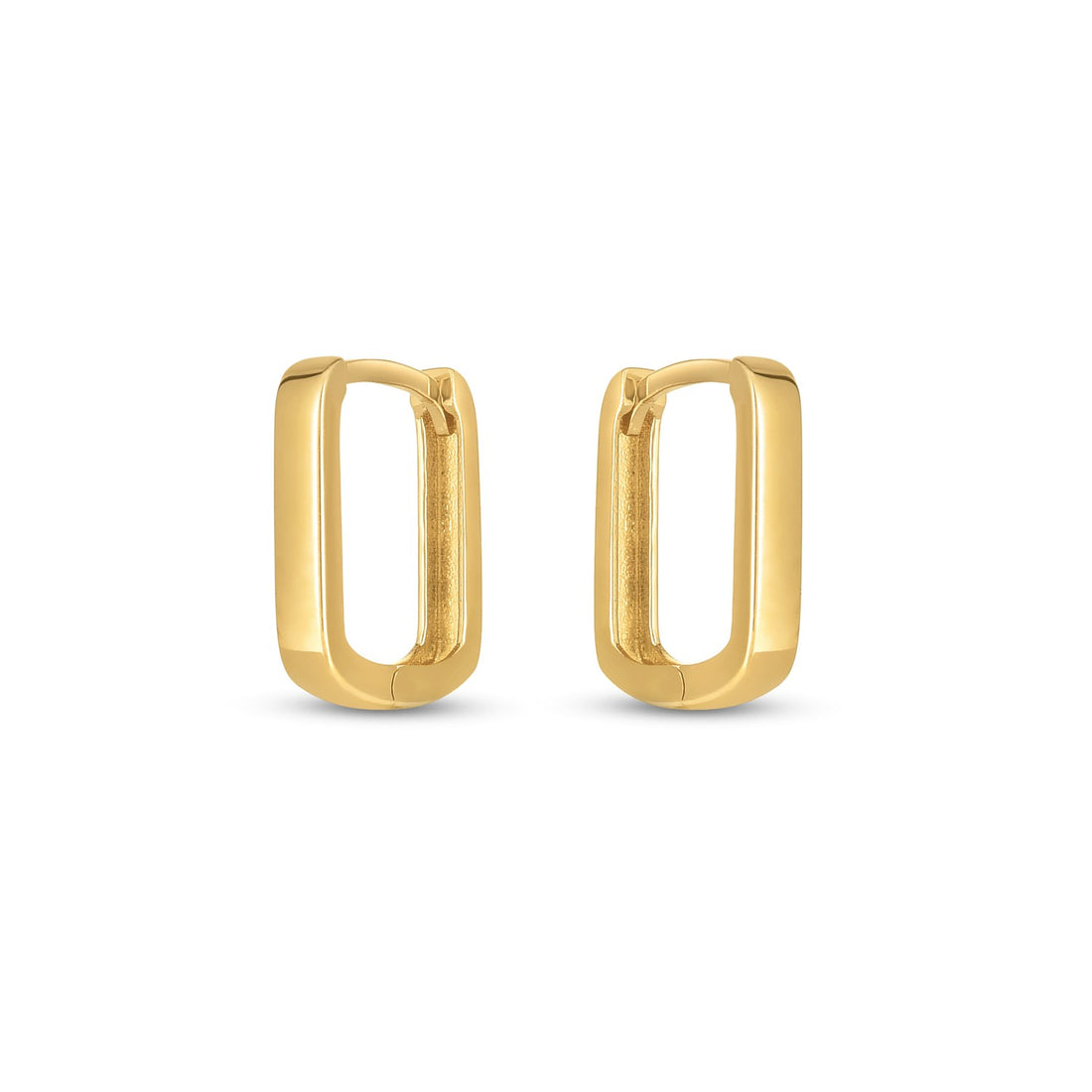 14k Yellow Gold Small Square Huggie Hoops