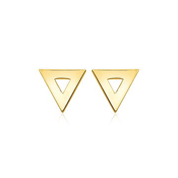 14k Yellow Gold Polished Open Triangle Post Earrings