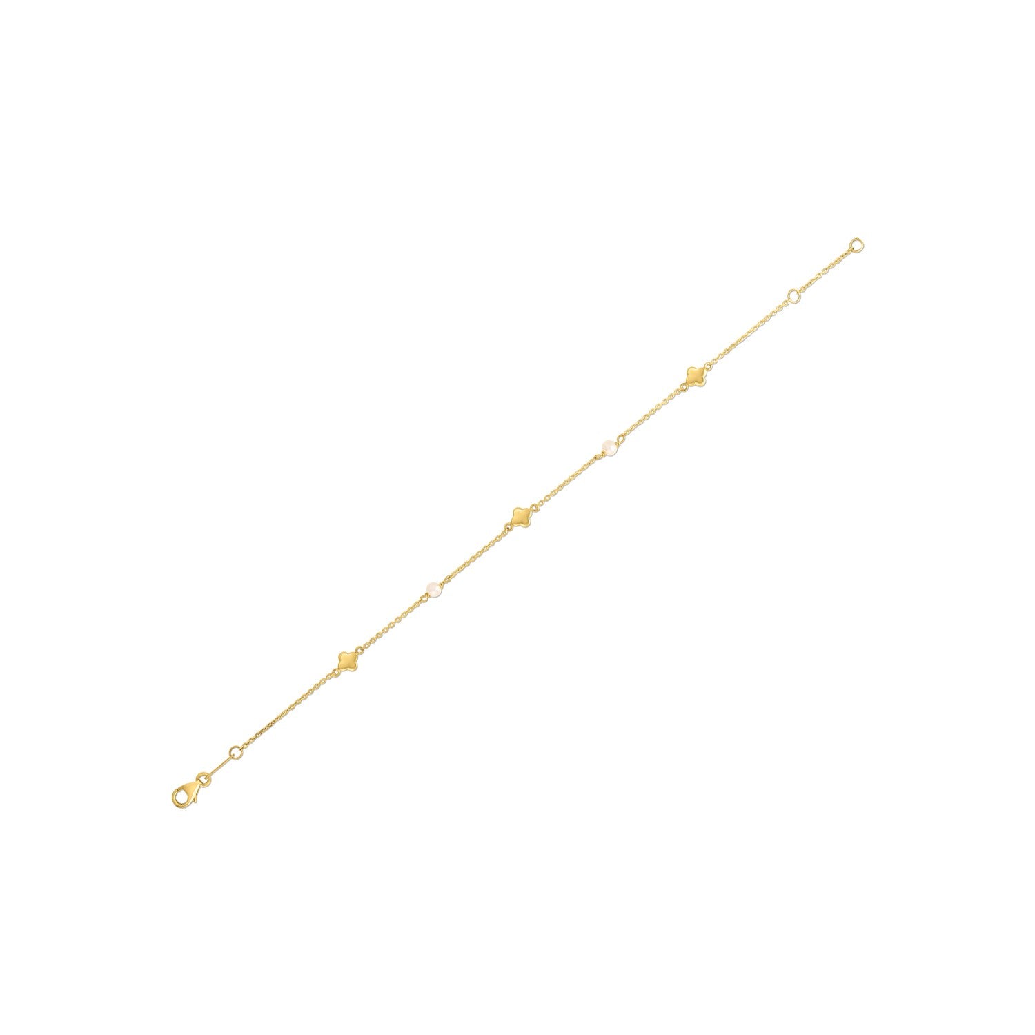 14k Yellow Gold Pearl Clover Bracelet