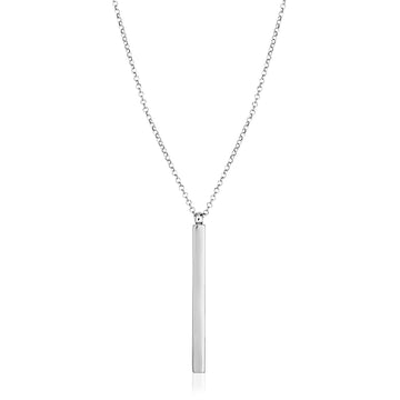 Sterling Silver 24 inch Necklace with Long Polished Bar Pendant