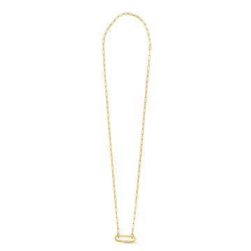 14k Yellow Gold Elongated Link Paperclip Necklace