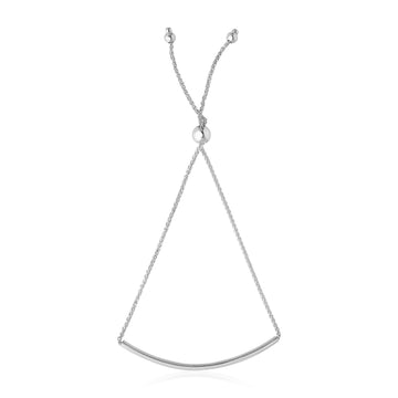 14k White Gold Smooth Curved Bar Lariat Design Bracelet (1.00 mm)