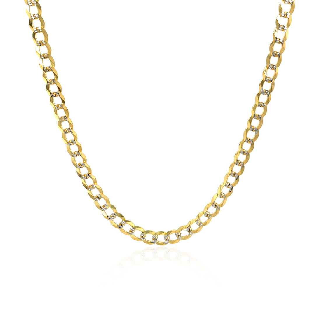 14k Two Tone Gold Pave Curb Chain (3.20 mm)