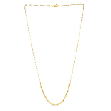 14k Yellow Gold Bead Paperclip Necklace