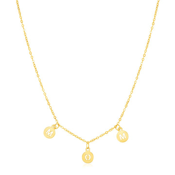 14k Yellow Gold Mom Necklace with Circle Drops