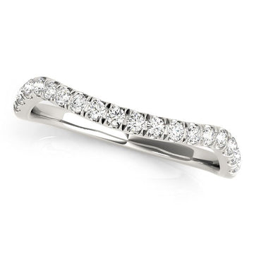 14k White Gold Curved Design Diamond Wedding Band (1/4 cttw)