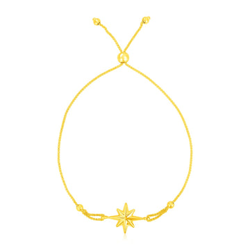 14k Yellow Gold Adjustable Bracelet with Star