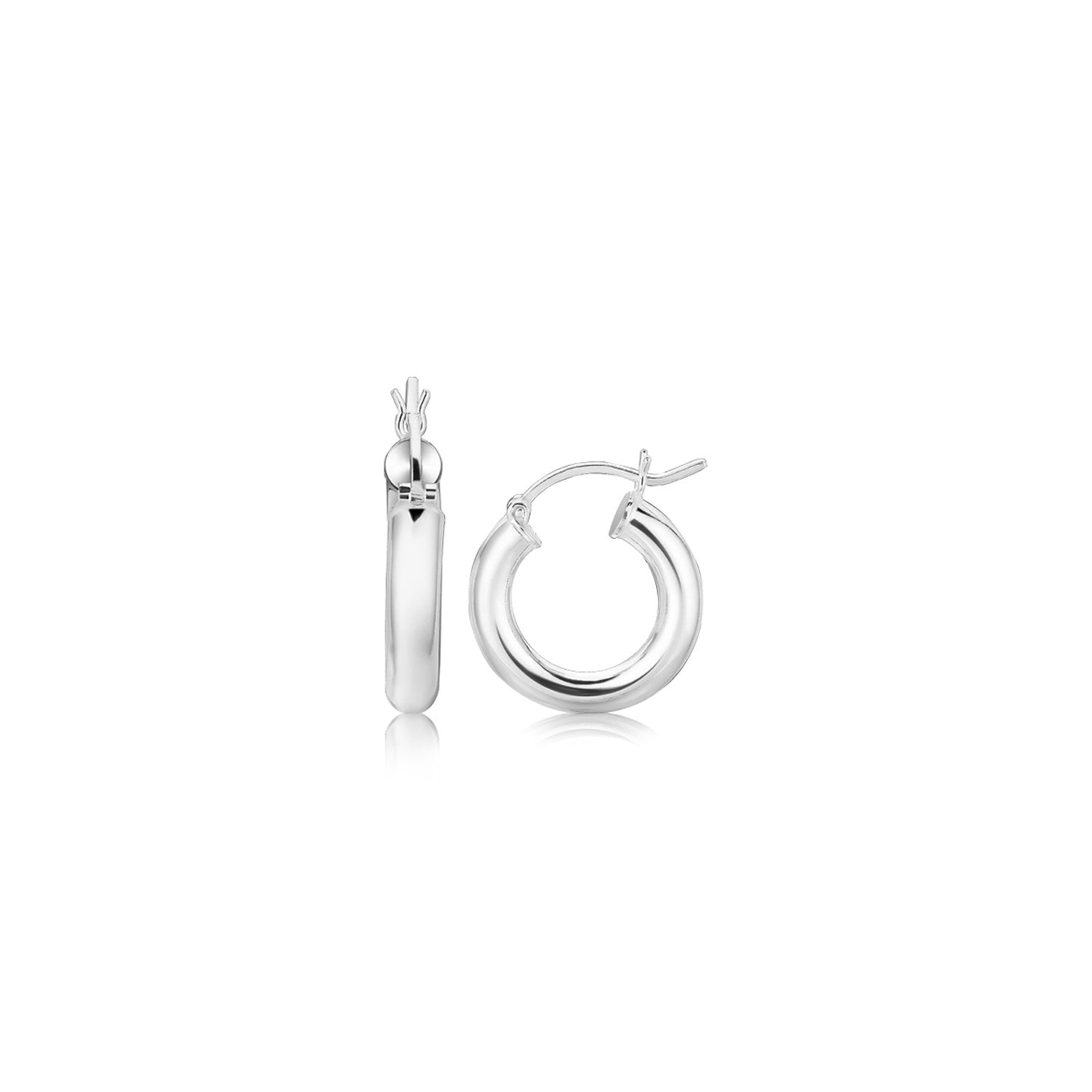 Sterling Silver Thick Polished Hoop Earrings with Rhodium Plating (2x20mm)