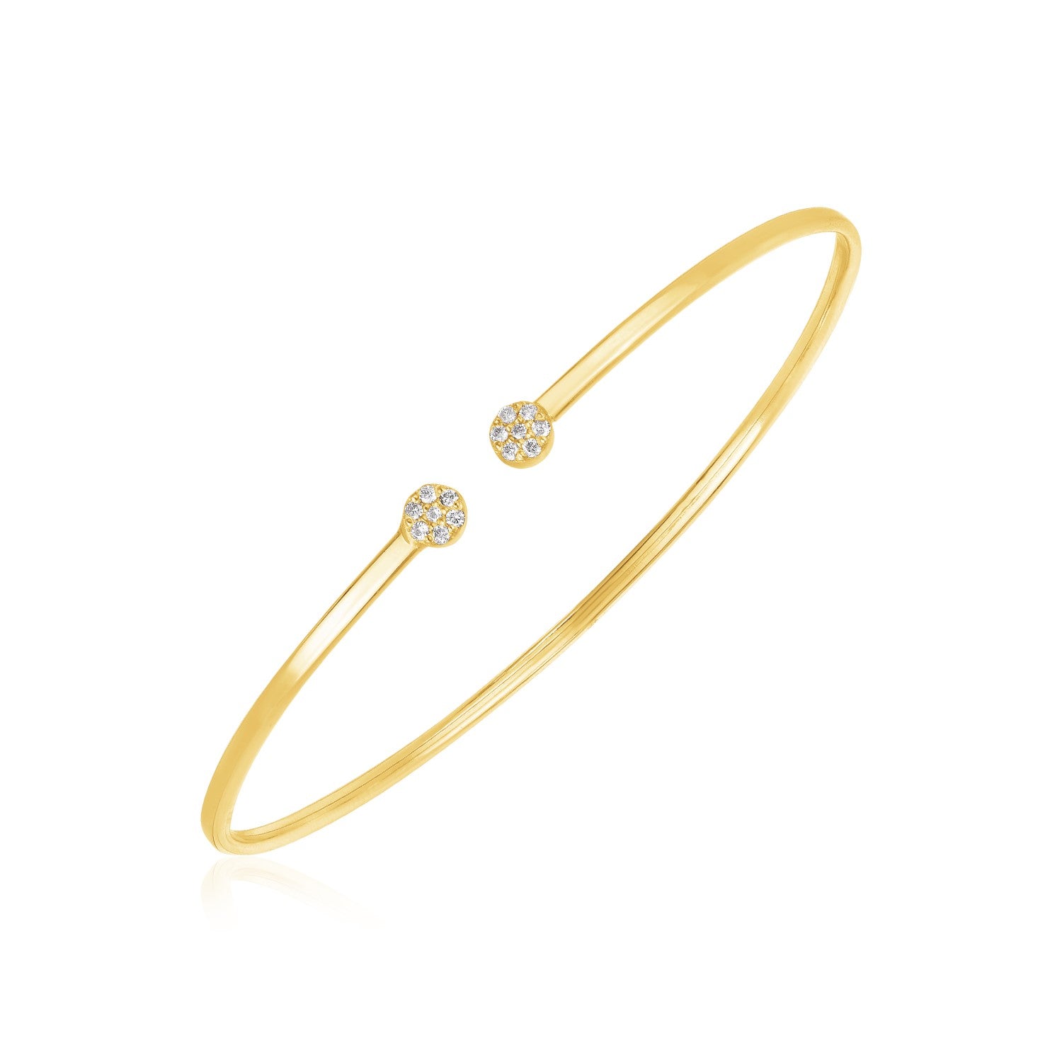 14k Yellow Gold High Polish Diamond Cluster Bangle (2.00 mm)