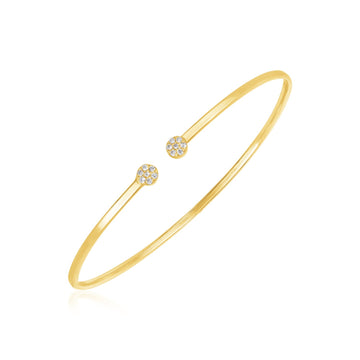 14k Yellow Gold High Polish Diamond Cluster Bangle (2.00 mm)