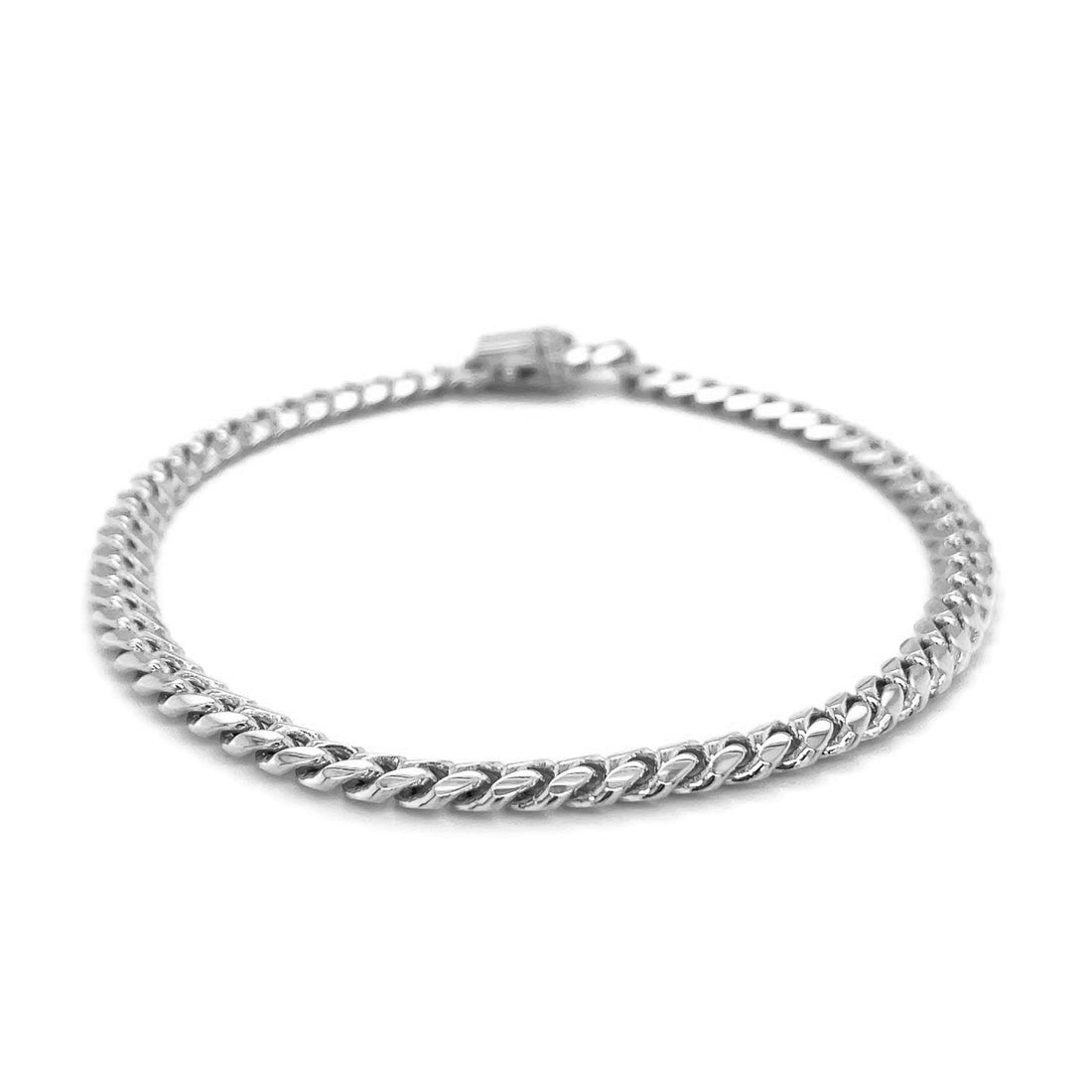 14k White Gold Classic Miami Cuban Solid Bracelet (5.00 mm)