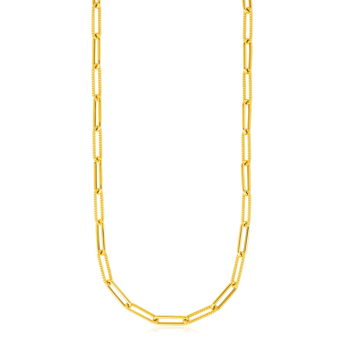 14k Yellow Gold Textured Paperclip Chain (3.50 mm)