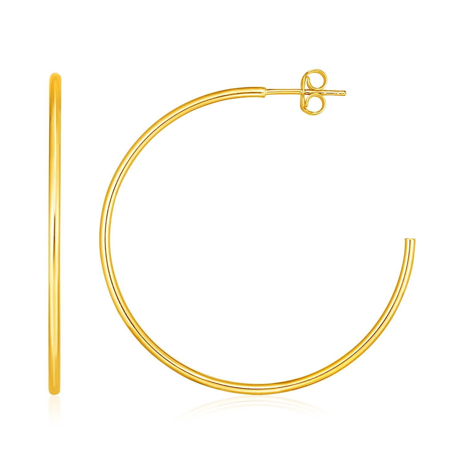 14k Yellow Gold Polished Hoop Earrings(1.5x40mm)