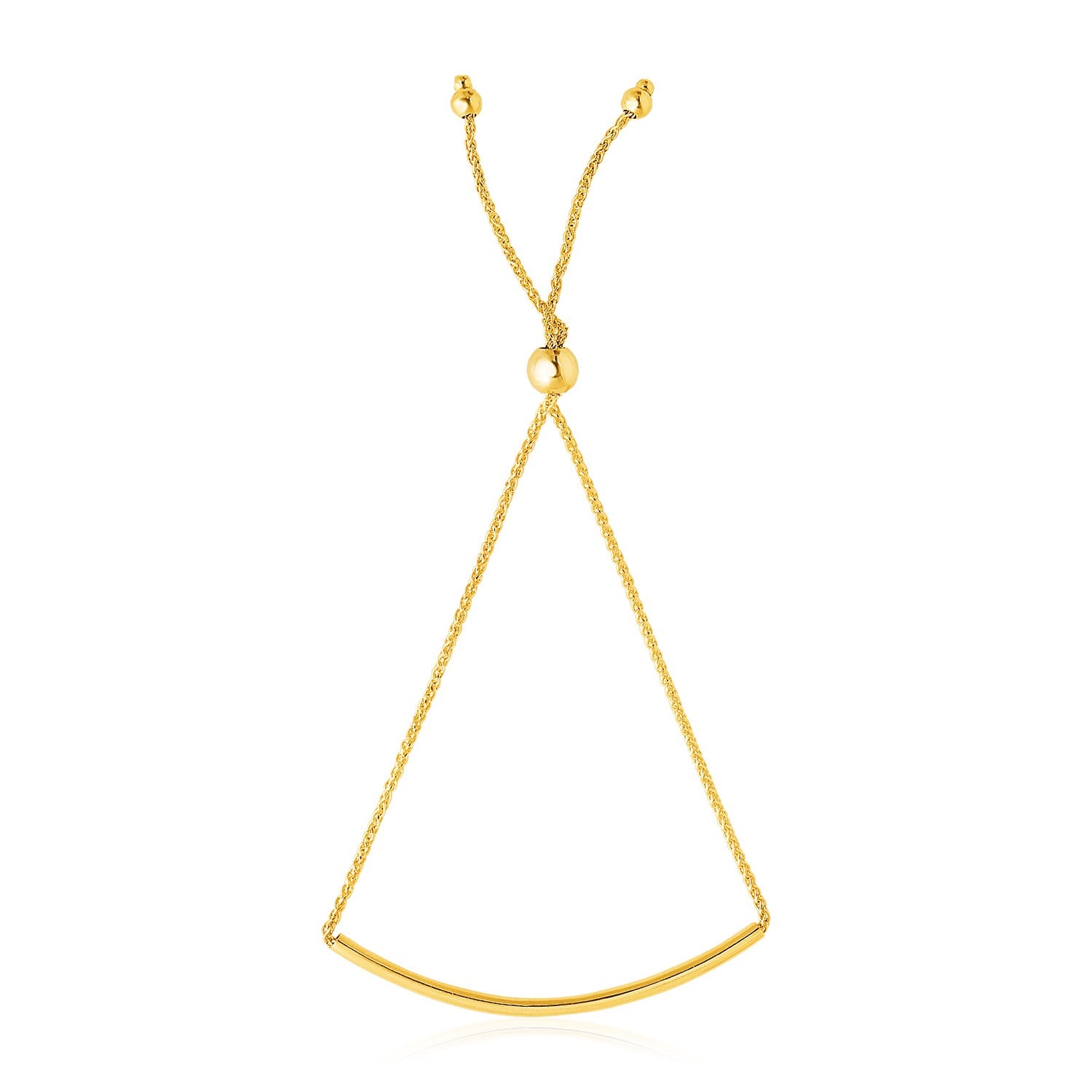 14k Yellow Gold Smooth Curved Bar Lariat Design Bracelet (0.80 mm)