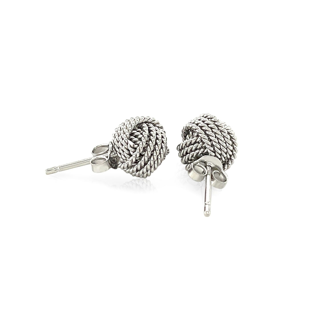 Sterling Silver Textured Love Knot Stud Style Earrings(9mm)