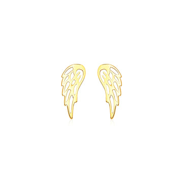 14k Yellow Gold Polished Wing Post Earrings