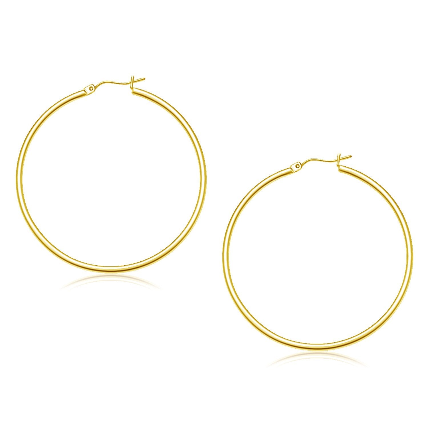 10k Yellow Gold Polished Hoop Earrings (2x45mm)