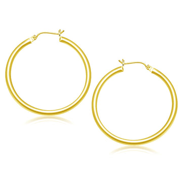 10k Yellow Gold Polished Hoop Earrings (3x40mm)