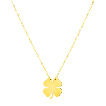 14K Yellow Gold Four Leaf Clover Necklace