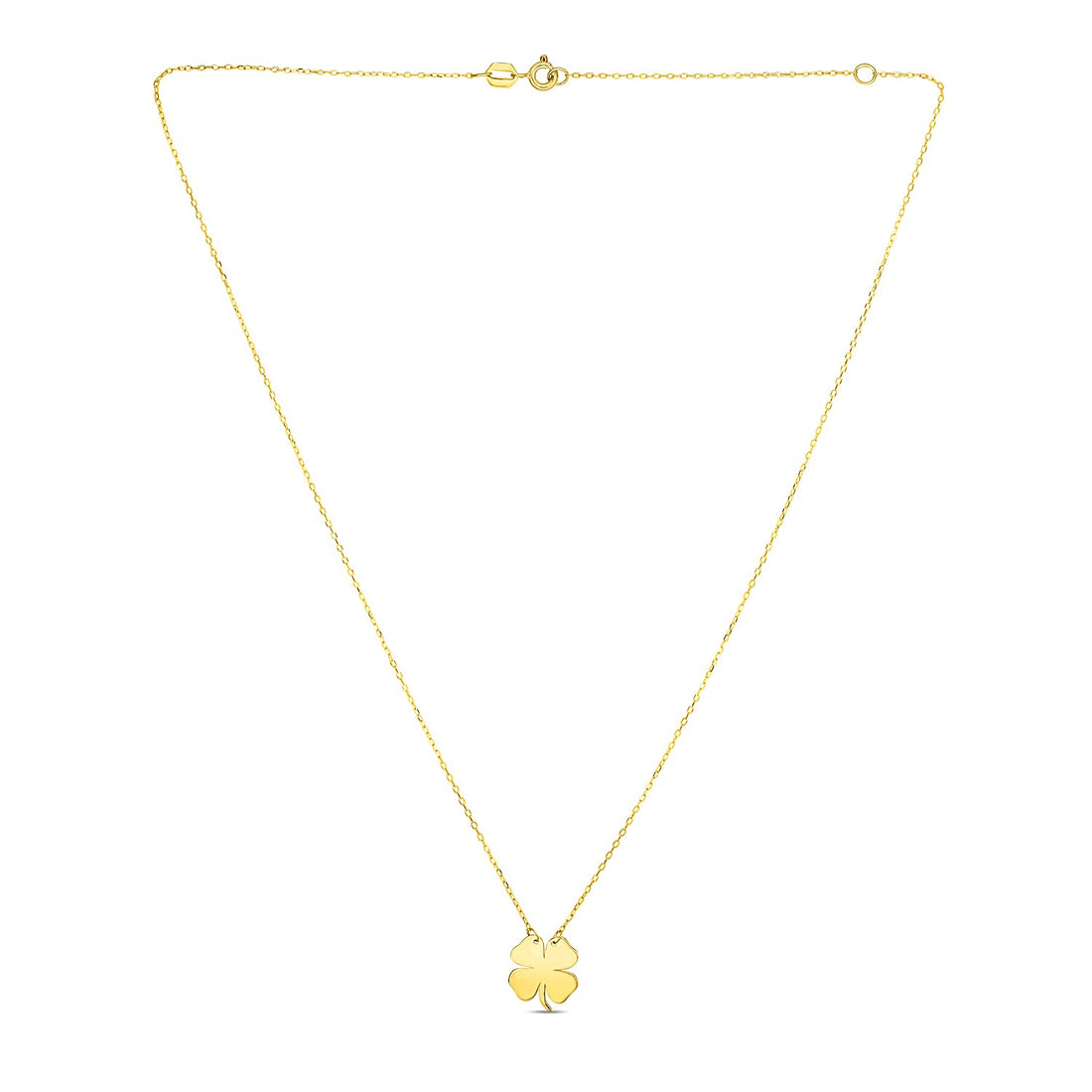 14K Yellow Gold Four Leaf Clover Necklace