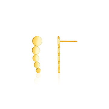 14k Yellow Gold Graduated Circles Climber Post Earrings