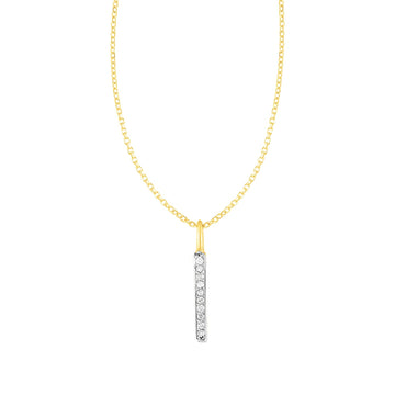 14k Yellow Gold Bar Pendant with Diamonds