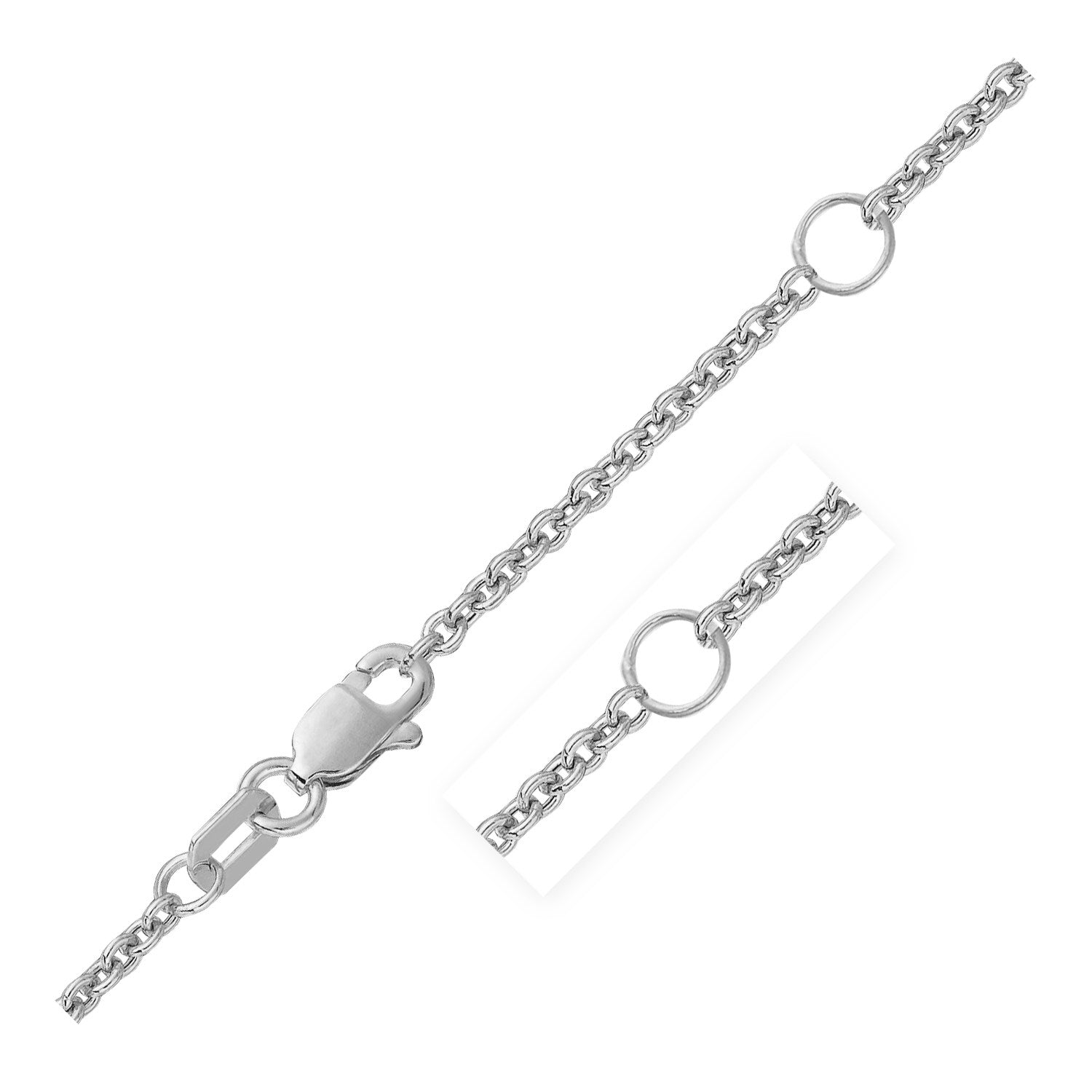 Double Extendable Cable Chain in 14k White Gold (1.80 mm)