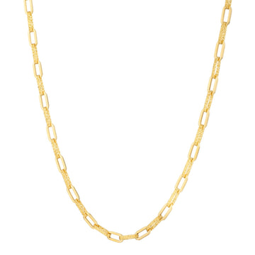 14k Yellow Gold Diamante Paperclip Chain Necklace (4.00 mm)