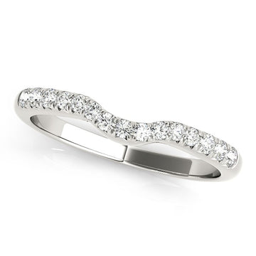 14k White Gold Pave Set Curved Diamond Wedding Band (1/5 cttw)