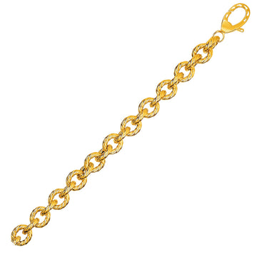 Textured Oval Link Bracelet in 14k Yellow Gold  (8.70 mm)