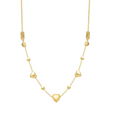 14k Yellow Gold Puff Heart Adjustable Necklace