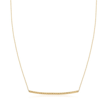 14k Yellow Gold Thin Textured Bar Necklace