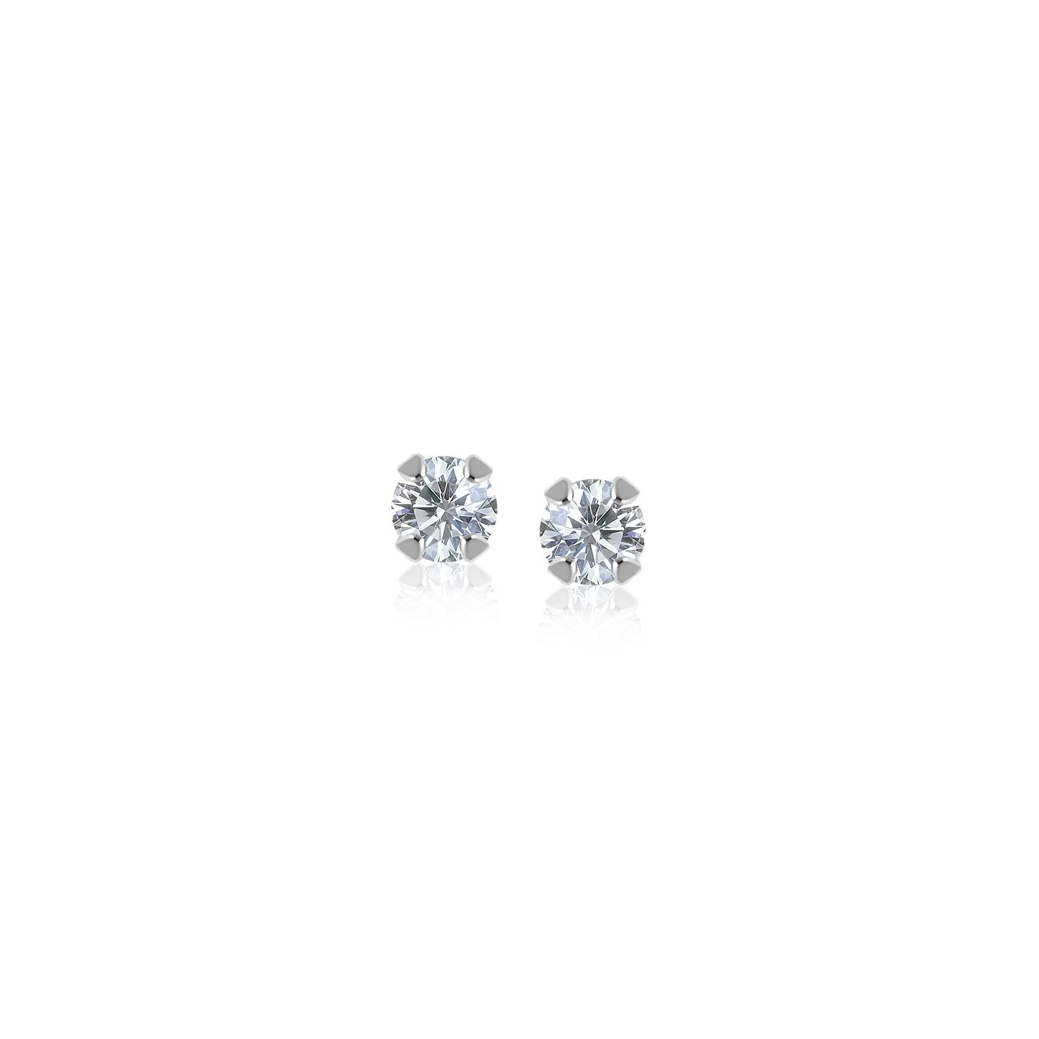 14k White Gold White Cubic Zirconia Stud Earrings(2mm)