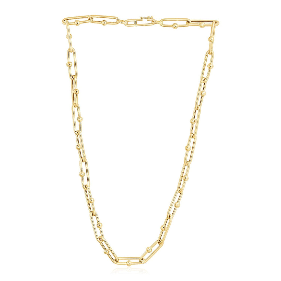 14k Yellow Gold High Polish Elongated Paperclip Jax Link Necklace