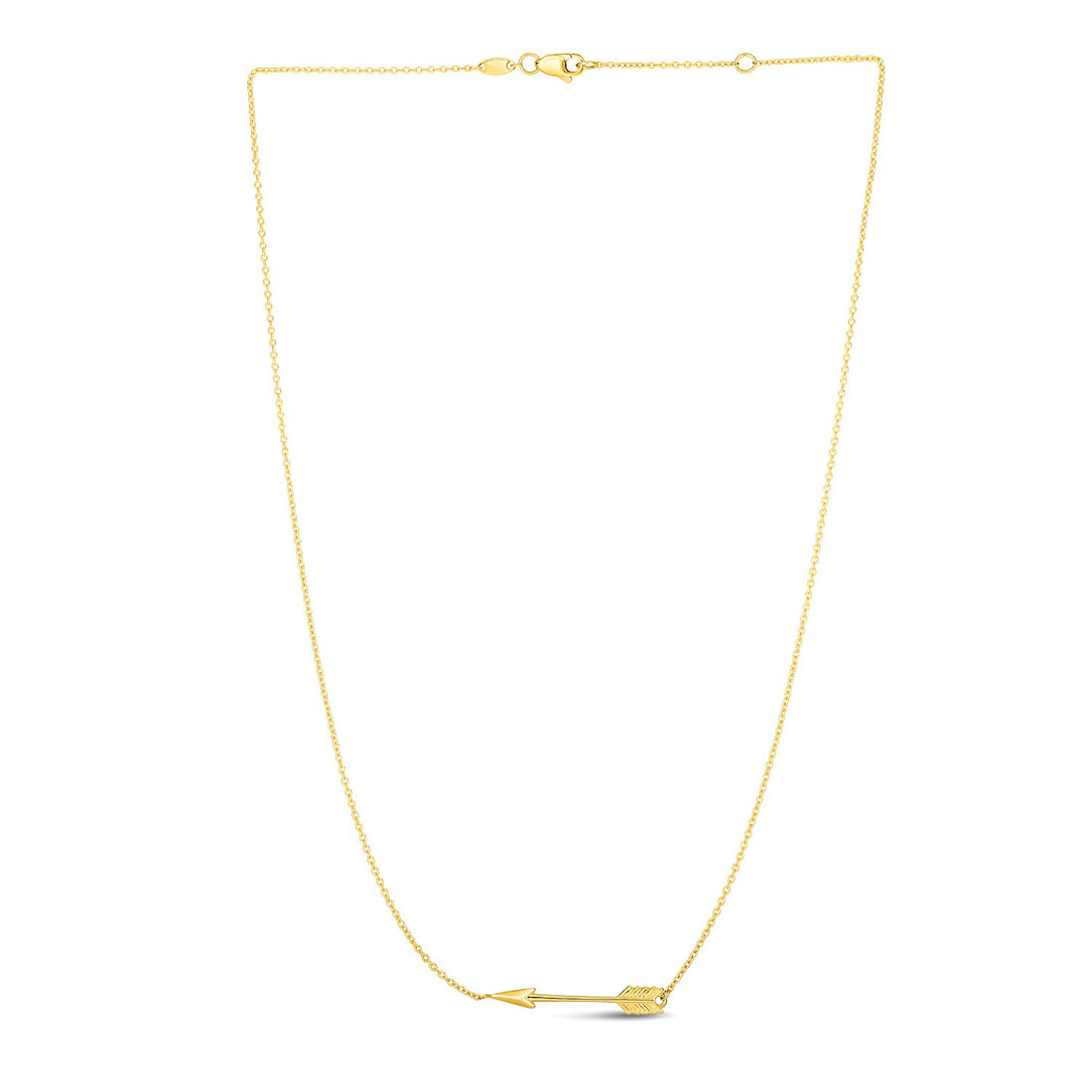 14k Yellow Gold Chain Necklace with Horizontal Arrow Pendant