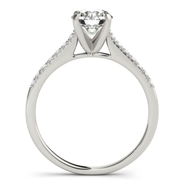 14k White Gold Single Row Scalloped Set Diamond Engagement Ring (1 1/8 cttw)