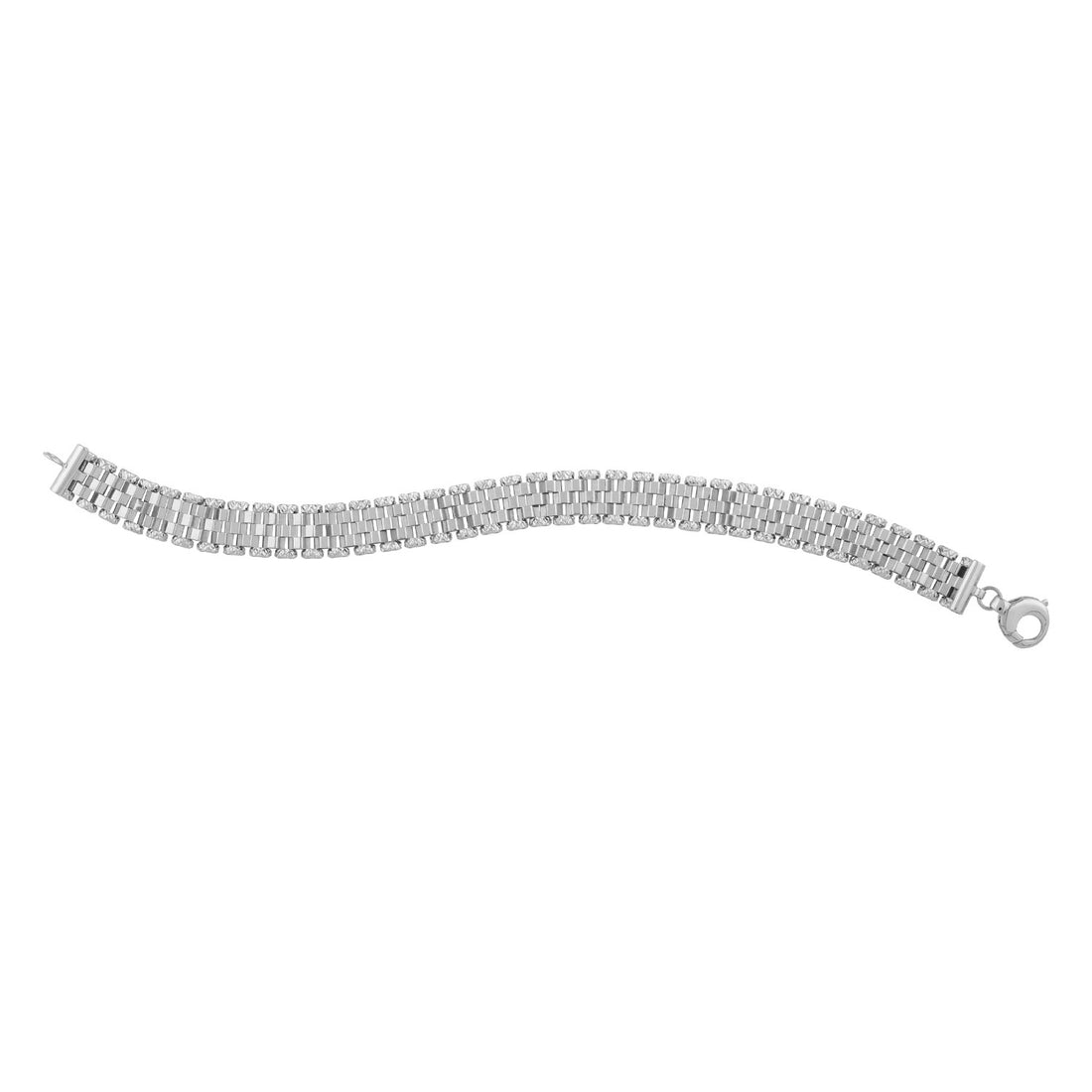 14k White Gold Faceted Panther Link Chain Bracelet