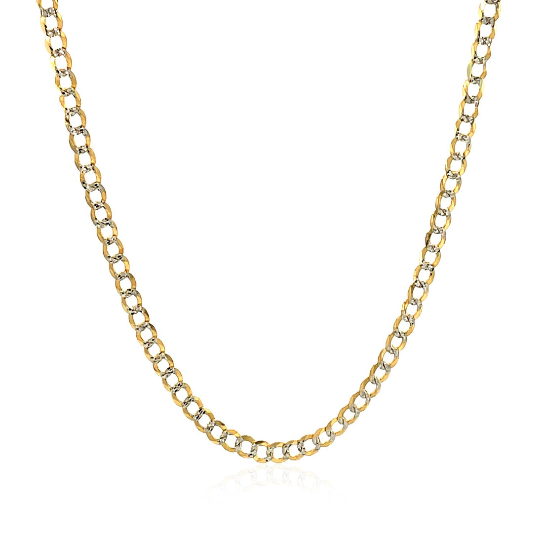 14k Two Tone Gold Pave Curb Chain (2.60 mm)