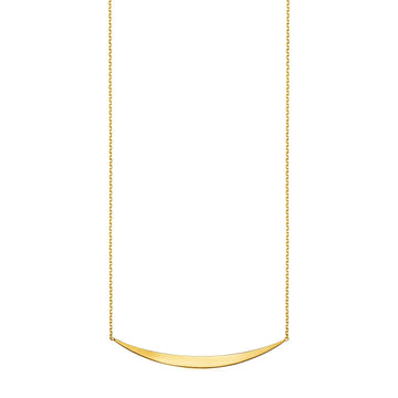 14k Yellow Gold Necklace with Polished Curved Bar Pendant