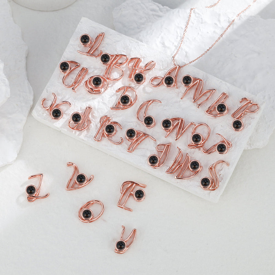 A-Z 26 Letters Custom Projection Necklace 925 Sterling Silver