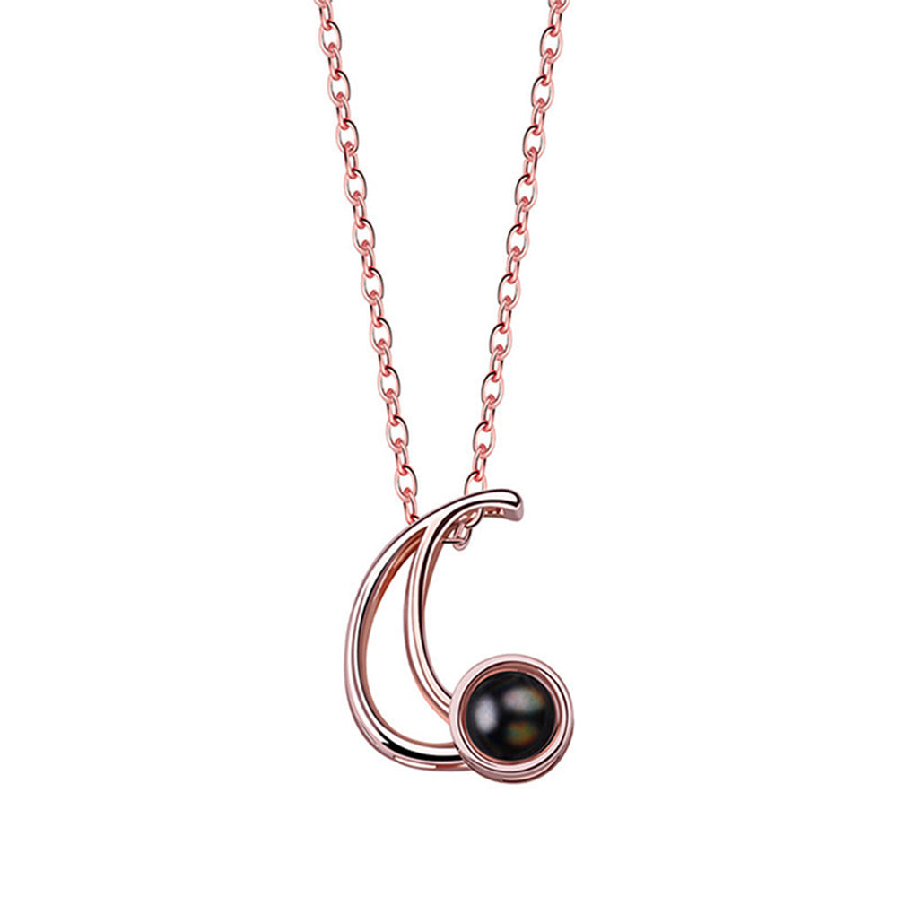 A-Z 26 Letters Custom Projection Necklace 925 Sterling Silver