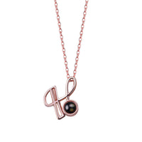 A-Z 26 Letters Custom Projection Necklace 925 Sterling Silver