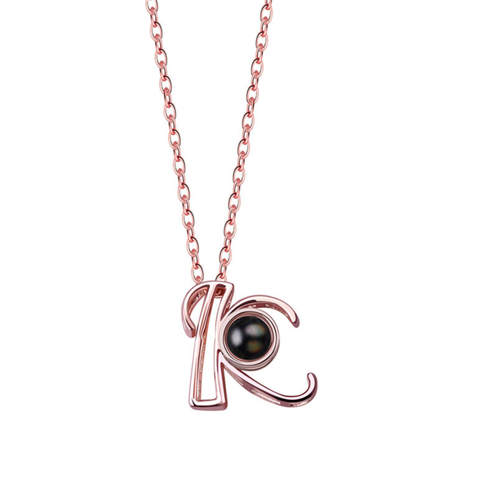 A-Z 26 Letters Custom Projection Necklace 925 Sterling Silver